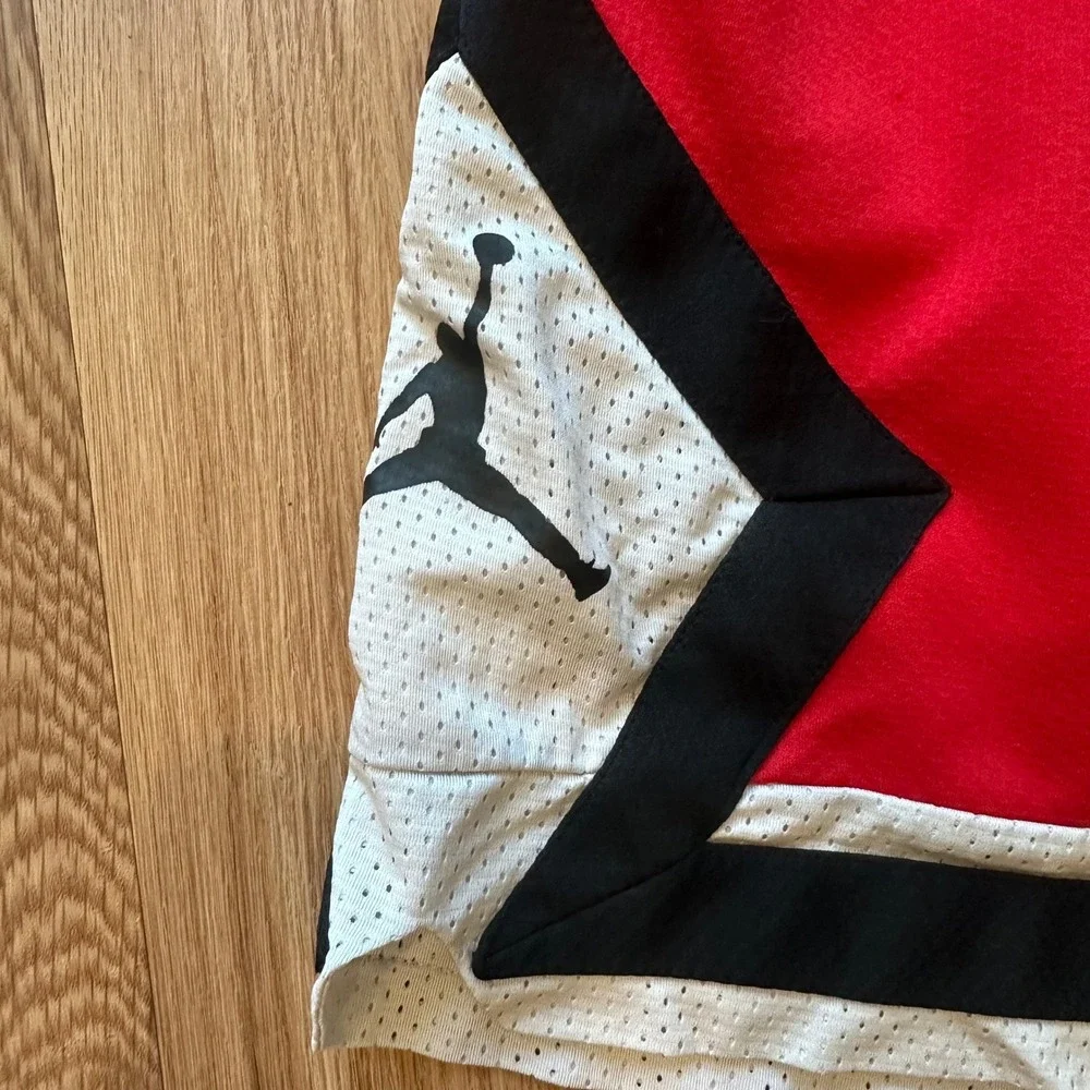 Jordan Mens Split Mesh Basketball Shorts Red Blue Jumpman Graphic Size Medium